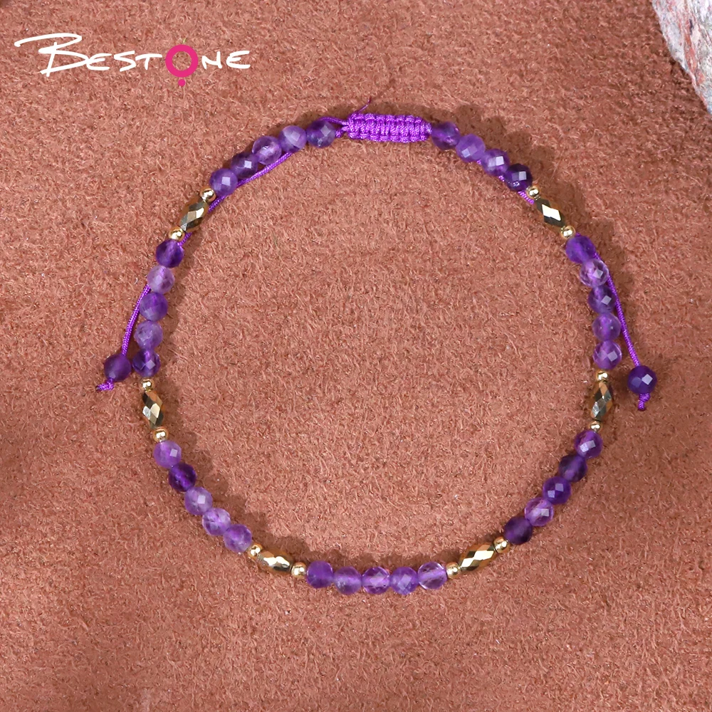Bestone Personalized Packaging Private Label Brand Promotion Classic Agate Amethyst Faceted Bead Bracelet