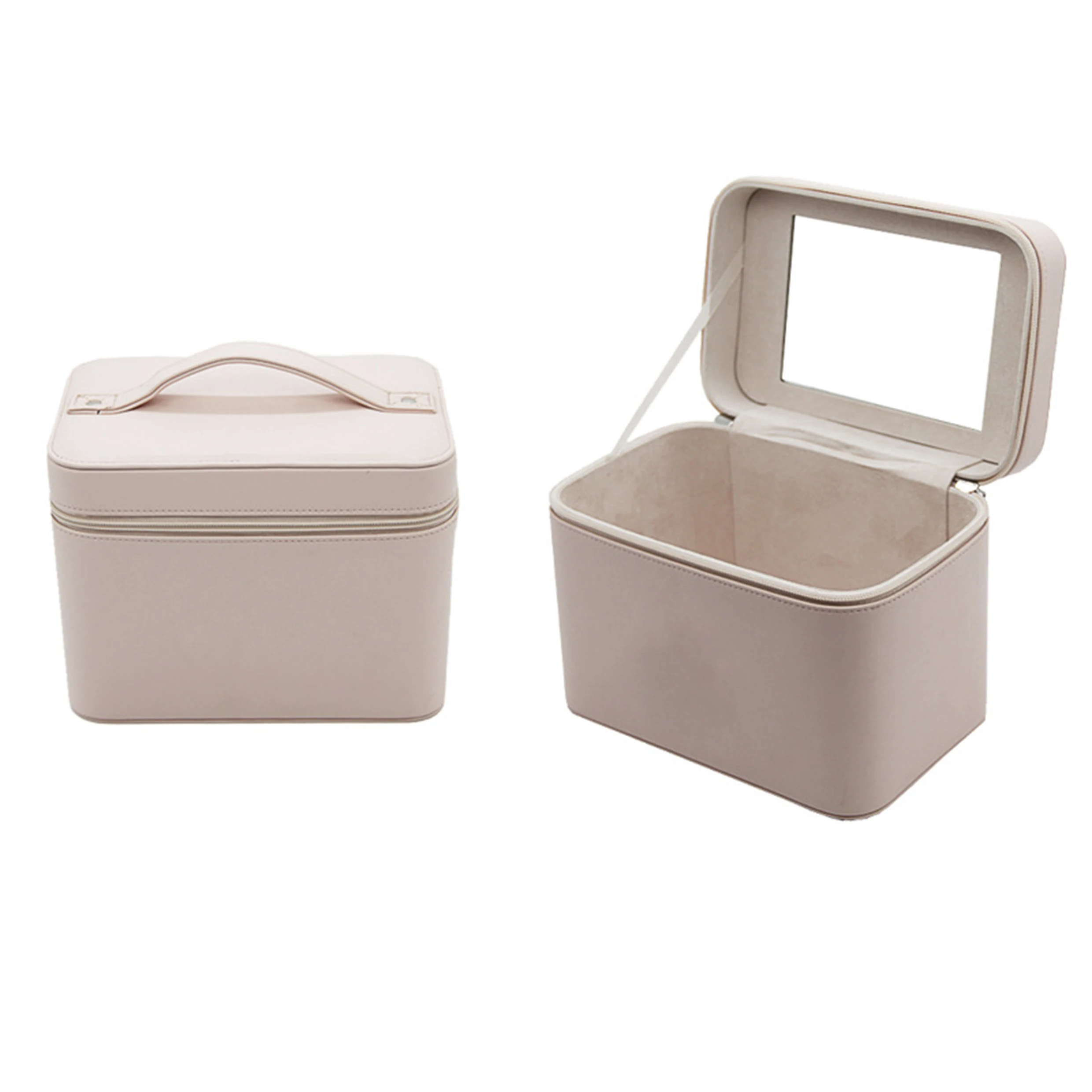 Sympathybag Customized Cosmetic Portable Travel Cosmetic Bag Simple Handheld PU Cosmetic Case with Mirror  cooler lunch bag