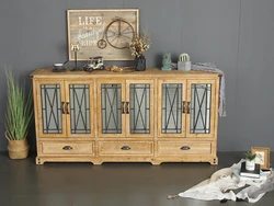 3 drawers 6 mirrored doors kitchen furniture wooden vintage antique accent console storage buffet cabinet