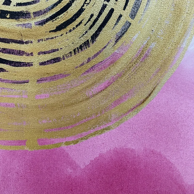 Abstract Oil Painting Canvas Wal Custom Handmade Wood Frame Abstract Wall Art Pink and Gold Foil Pictures Hand Painted Oil Painting Living Room Canvas