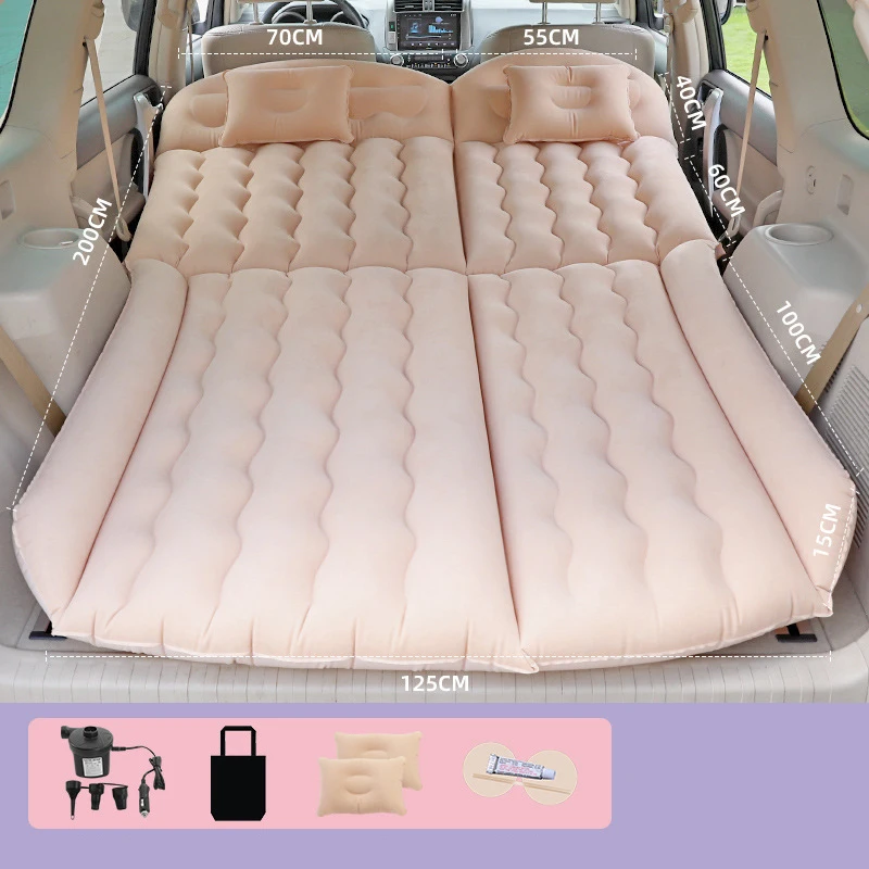 Newly Multicolor Car Air Mattress Bed Suv Sleeping Pad Travel  Folding Thickened Flocking Inflatable Mattress For Car