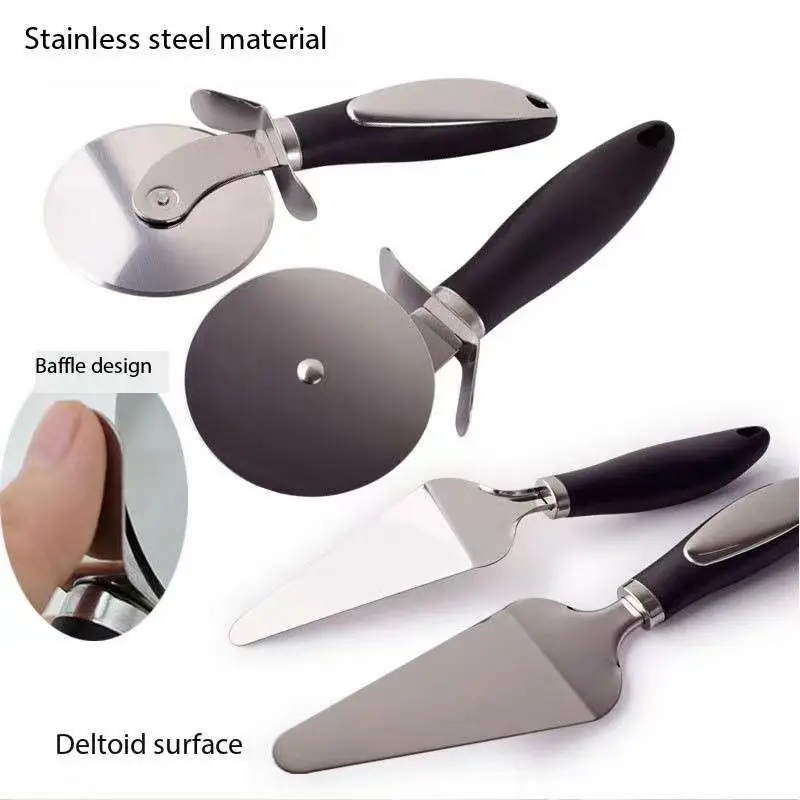 PP Handle Stainless Steel Pizza Roller Knife Slicer Wheel Pizza Cutter and Cheese Shovel Set