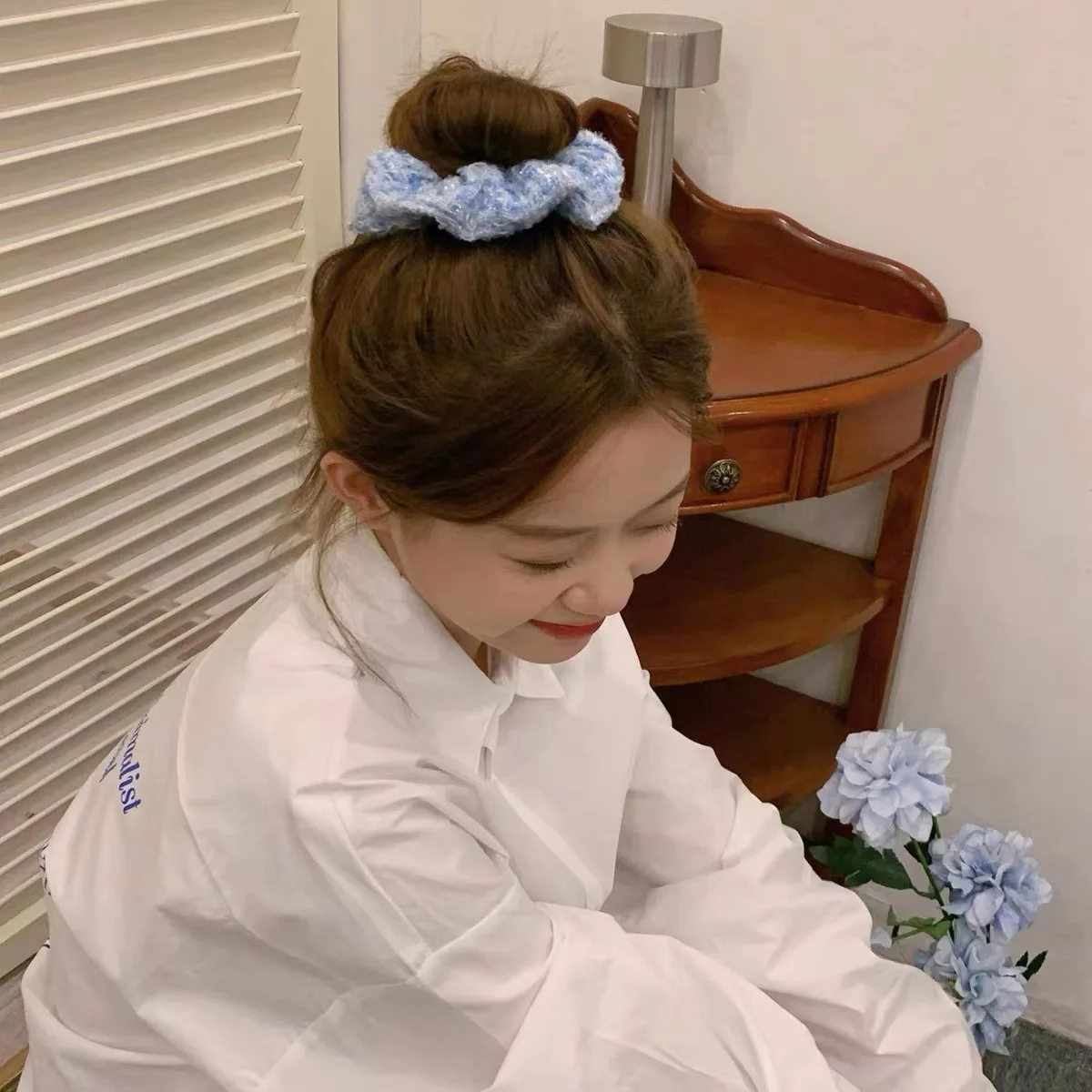 Honey Flower Soft organic cotton hair tie simple style Eco- friendly scrunchies custom hair accessories