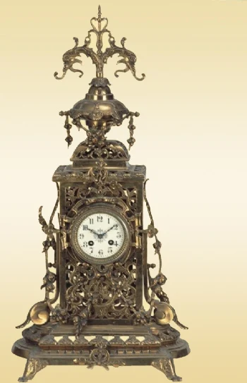 Antique Imitated French Boys shooting arrow on the  Mechanical Brass  Clock Marble Base