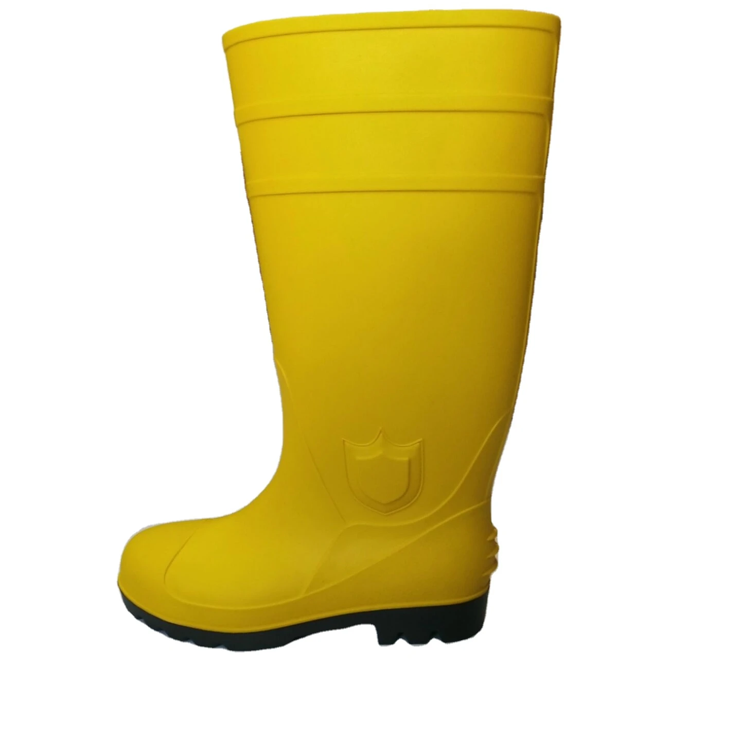 high quality   wholesale rubber  men work 100% PVC steel toecap steel plate  gum boots  safety rain boots