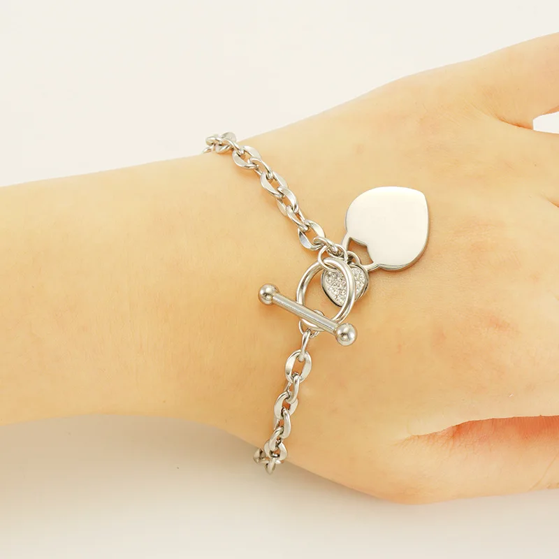 Wholesale Stainless Steel Jewelry Set Women Popular Designer Jewelry Heart 18k Gold Non Tarnish Chain Bracelet