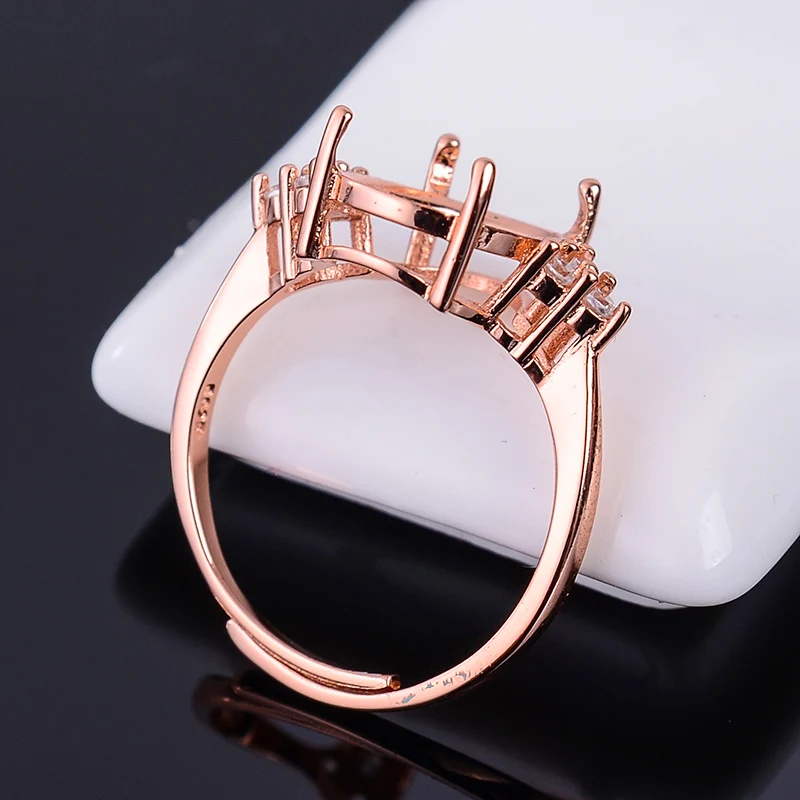Semi Mount 8*10mm Oval Cut Adjustable 7 Stone Rings S925 Sterling Silver Different Gemstone Size Inlay Women Customized  Jewelry