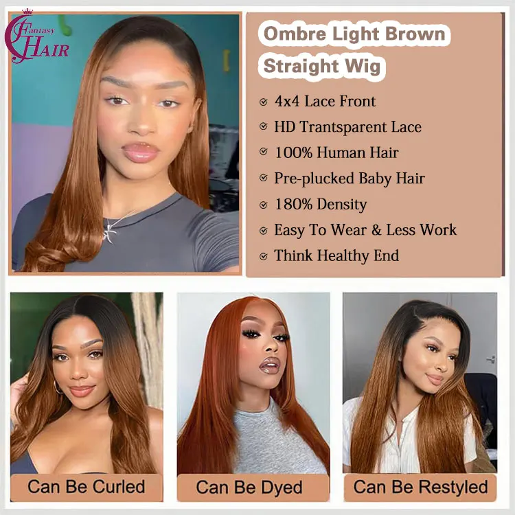 FH Double Drawn Brazilian Human Hair Wigs Vendor 1b-30# Straight Glueless 4x4 Lace Front Raw Vietnamese Wigs For Black Women