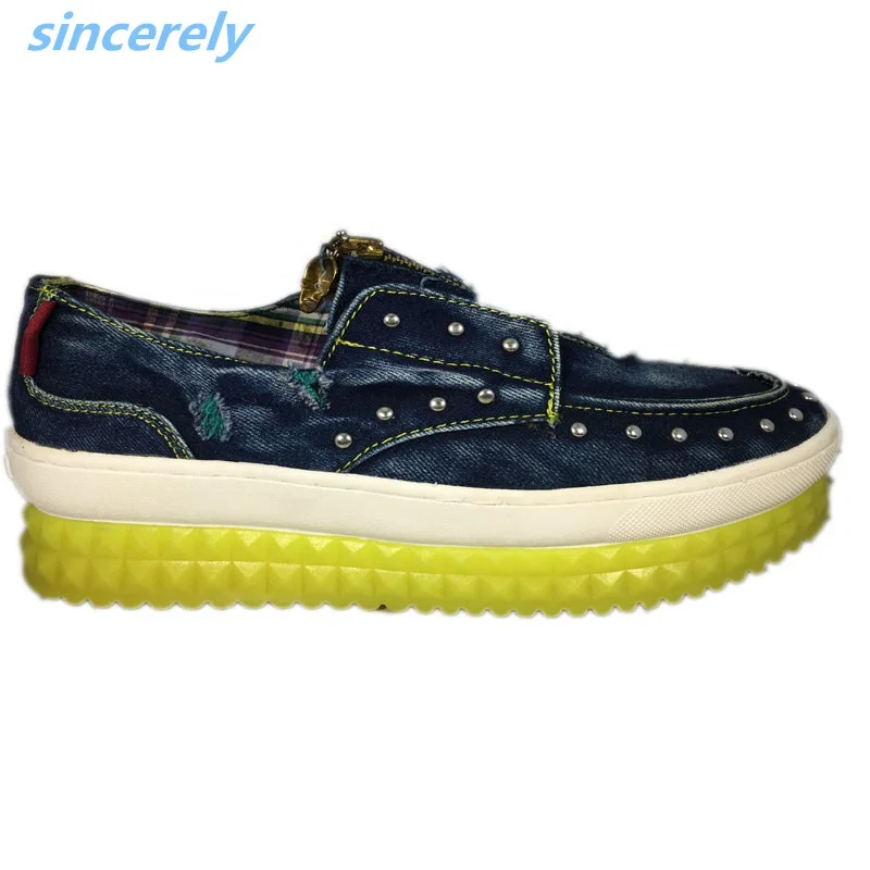 
OEM outdoor casual women fashion sneakers rivet zipper chunky shoes height increase canvas walking big size women shoes 