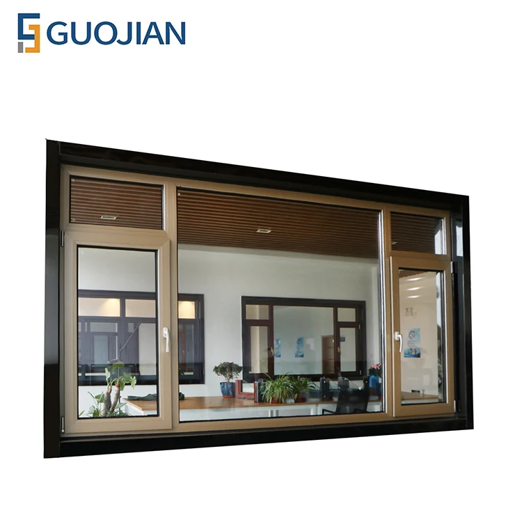 GUOJIAN UPVC plastic Unequal Tilt and turn casement Vinyl Window
