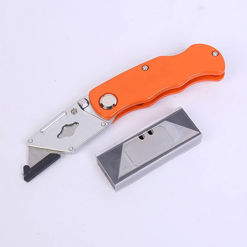 Professional Custom Foldable Aluminum Alloy Handle Universal Folding Cutting Utility Knife with 5pcs Blade