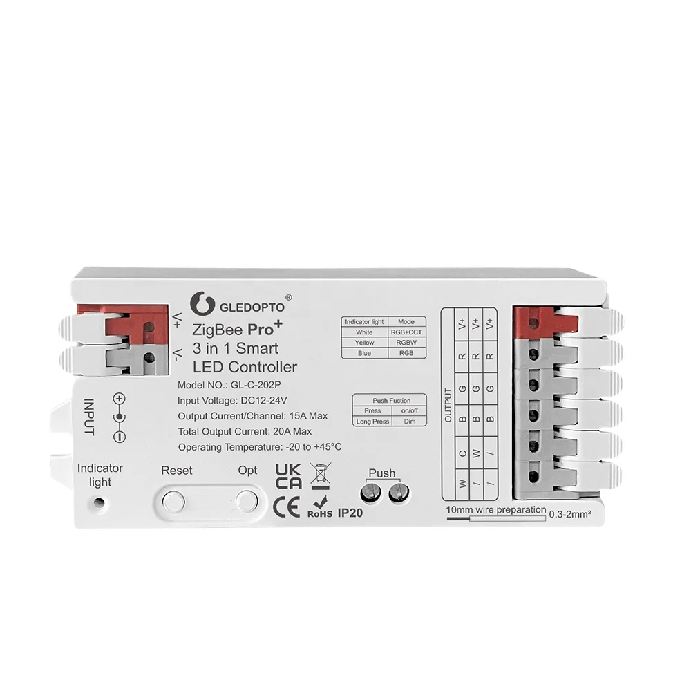 Gledopto GL-C-202P Кнопка памяти сцены RGBCCT RGBW RGB 20A Zigbee Pro + 3 в 1 Умный светодиодный контроллер push switch