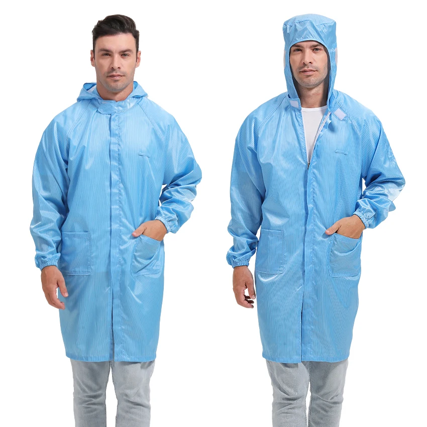 Dust Proof Hooded Esd Lab Coat Anti-static Work Gown Esd Clothes Cleanroom Anti-Static Smock