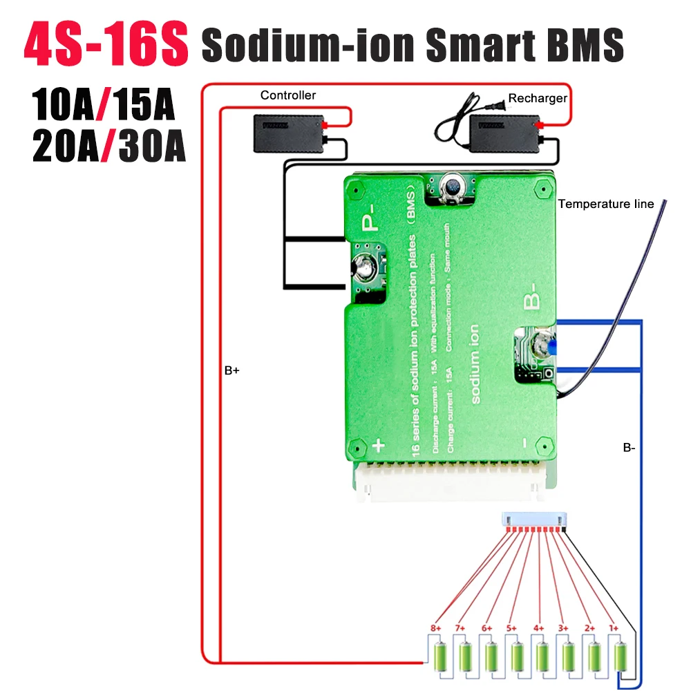 Натриево-ионный аккумулятор SelianEnergy 4S 8S 12S 16S BMS 12V 36V 48V 10A 15A 20A 30A Электрический инструмент игрушечная лампа на солнечной батарее 18650 натриево-ионный