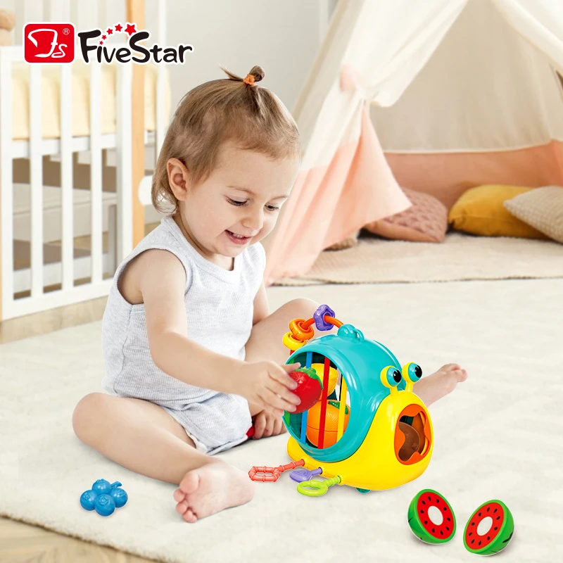 FiveStar Snail Pulling String Car Sorting Food Set Educational Children Toys for Kids Fruit Cutting Food Toy for Baby Boys Girls