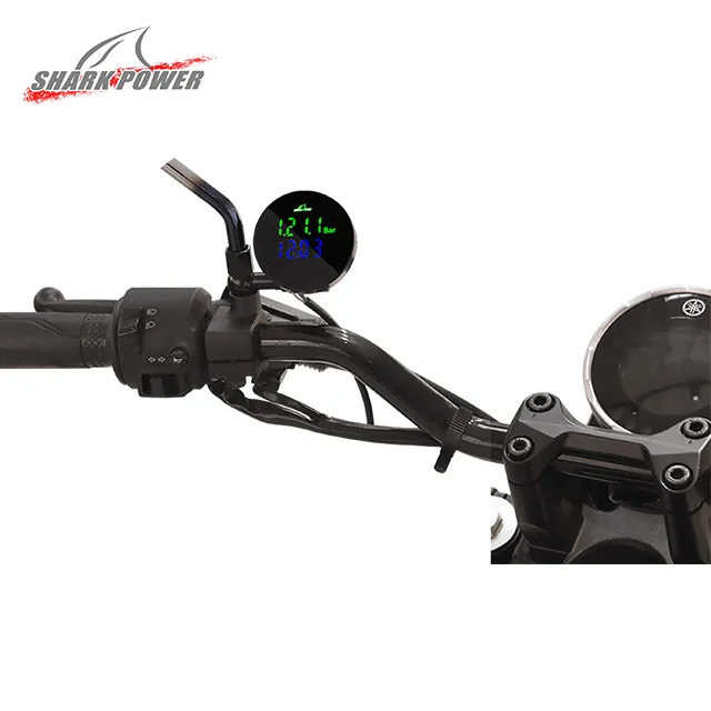 Shark Power Waterproof Cnc Machining Aluminum Alloy Digital Tire Pressure Gauge for All Motorcycles Universal