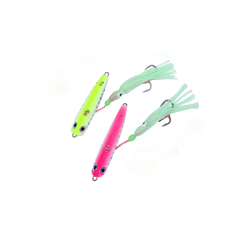 KM 80g 100g Squid Jig Luminous Metal Lead Jig Lure Squid Lure Artificial Octopus Fishing Bait Sea Water