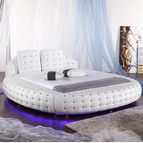 Многофункциональная Кожаная кровать для хранения под заказ с массажным музыкальным дизайном кожаная кровать с деревянной рамой татами оптовая продажа с завода