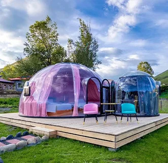 2024 Hot sale outdoor fiberglass sunroom transparent polycarbonate garden glass bubble room star glamping hotel  igloo dome home