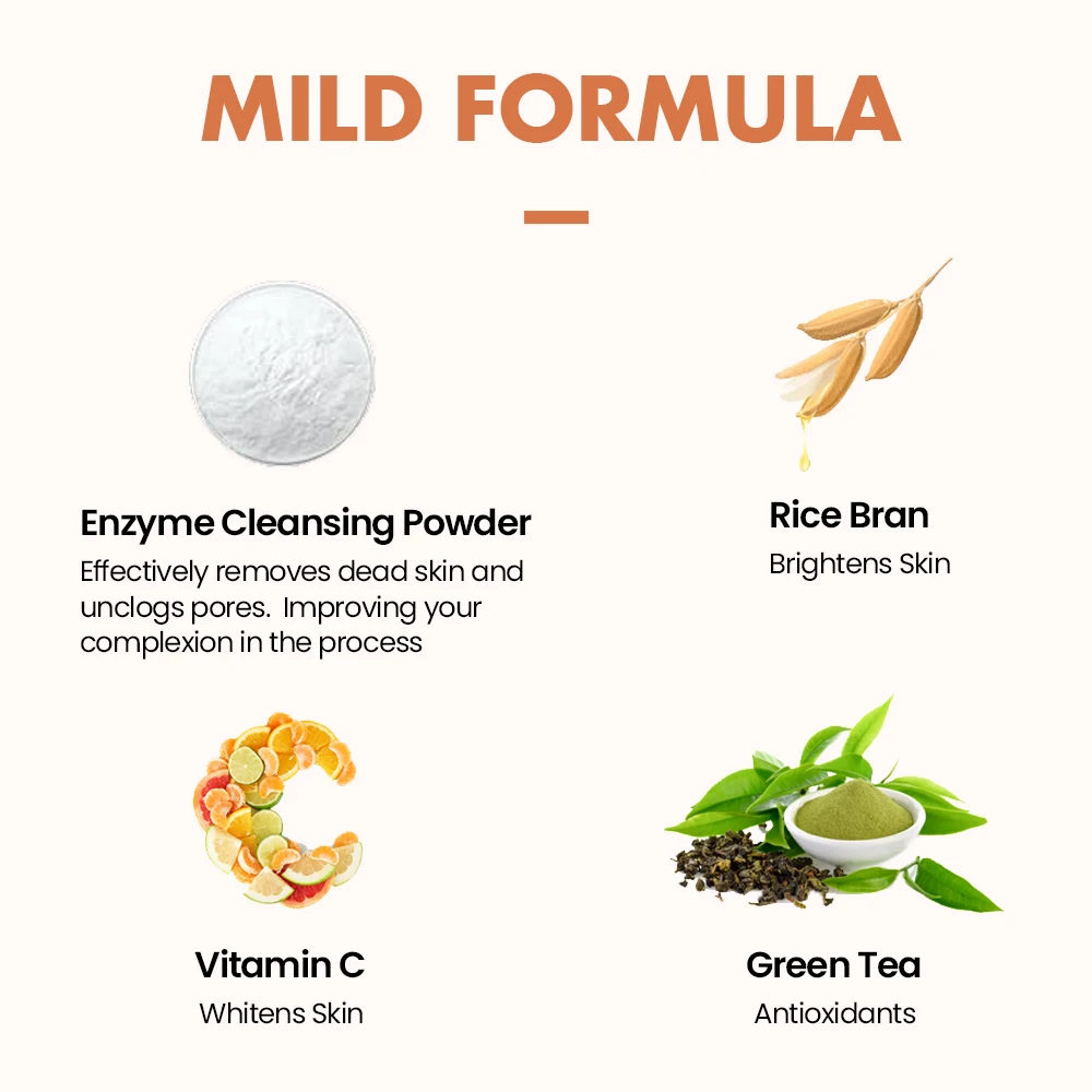 Custom Enzyme Rice Powder Face Wash Gentle Scrub Exfoliation Deep Pore Cleansing Soothe Skin Brightening Face Cleanser Powder