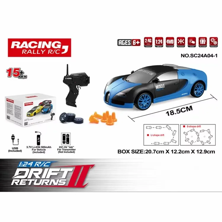 High-Speed Drift 1/24 RC Car 4x4 Off-Road Toy with High-Speed Transmitter and Receiver 2.4GHz Remote Control for Kids