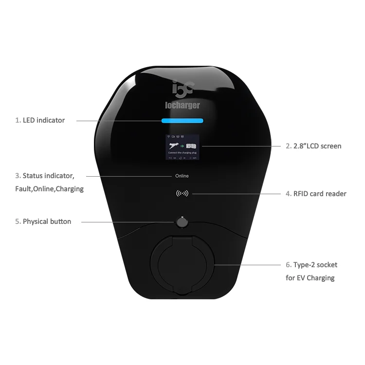 Зарядное устройство для электромобилей Home Type 2 Ev Wallbox IP55 Уровень зарядное 32A OCPP EVSE домашний