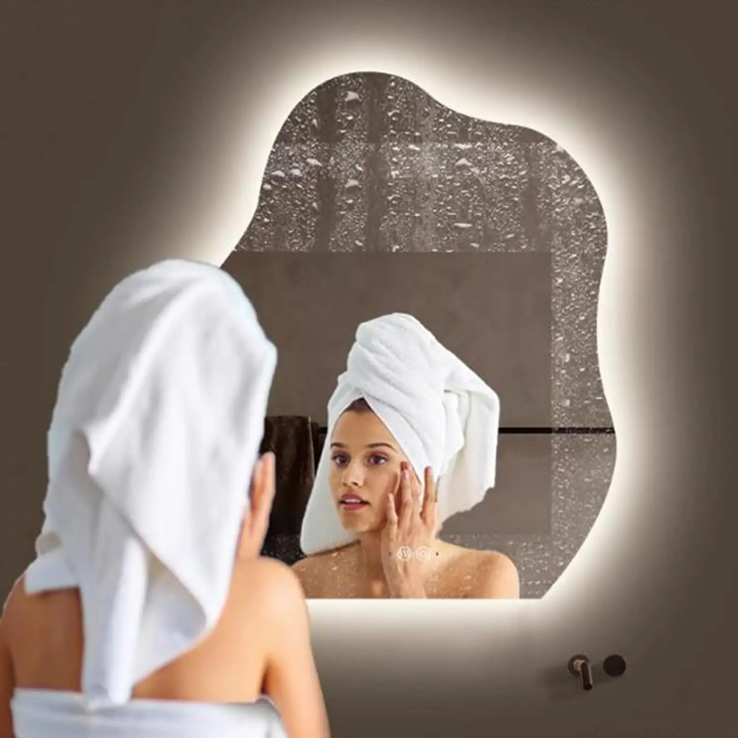 Cloud shaped LED smart bathroom wall mirror with touch switch explosion-proof decoration LED bath mirrors