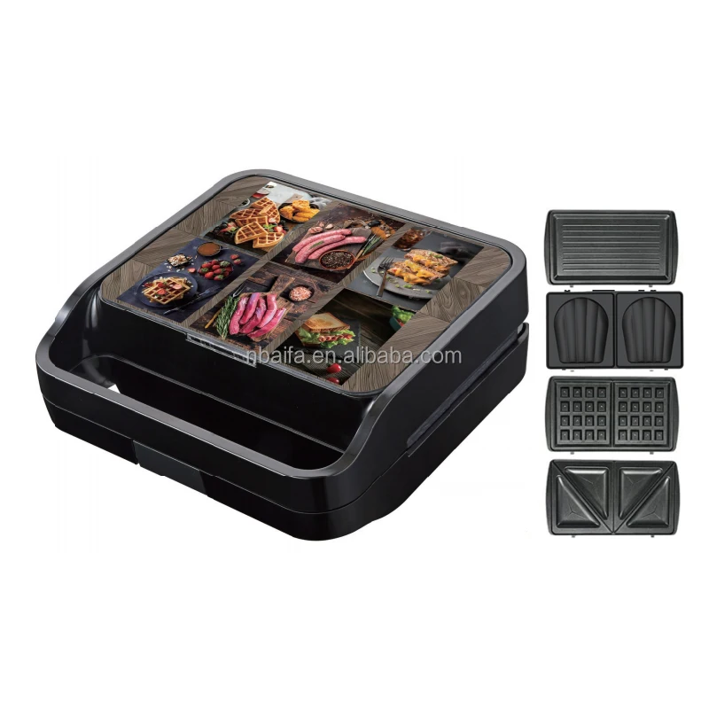 Aifa 1000W Portable Home Use Non-Stick Square Waffle Machine with kitchen scale design glass panel Electric Waffle Maker