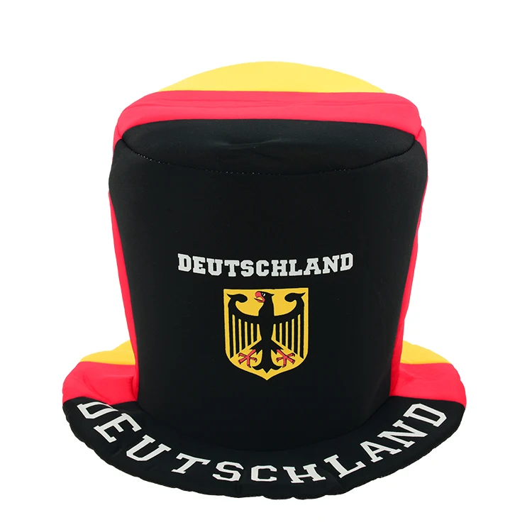 Factory Wholesale Plush Fabric Fun Caps Custom German Italy Poland Football Fancy Hat Fan Carnival Polyester Hat Soccer Ball Cap