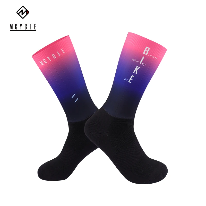 MCYCLE Quick-Dry Aero Sports Socks Custom Logo Breathable Anti-Bacterial Bicycle Socks with OEM Print for Cycling
