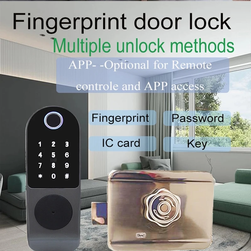 wifi fingerprint gate cylinder door lock  fingerprint/ password/ IC card /mechanical keys Tuya smartphone  control
