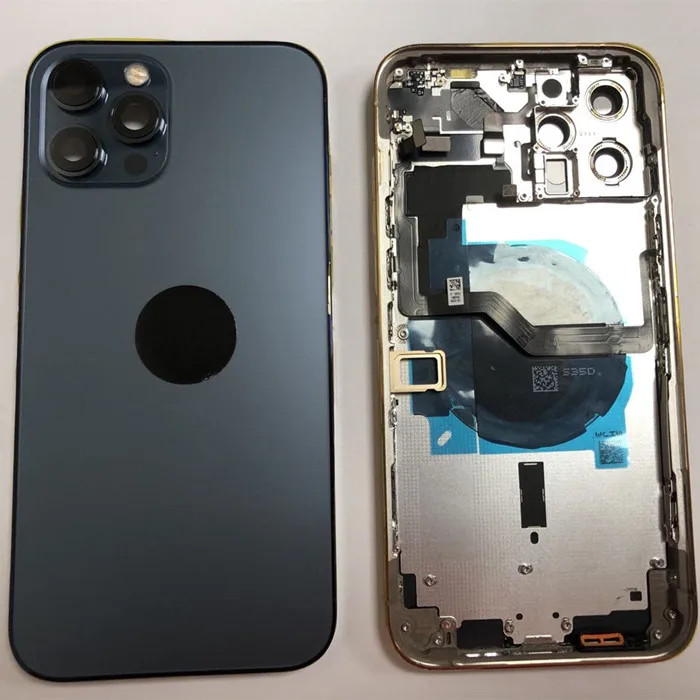 1Pc задняя крышка батарейного отсека в сборе для iPhone 12 Pro дверь металлический каркас корпуса шасси чехол с возможностью регулировки громкости гибкий