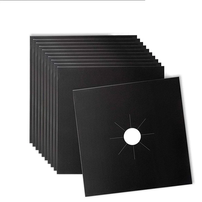 Black and silver gas stove pads are high resistance Winter Fluoron gas stove protective pads
