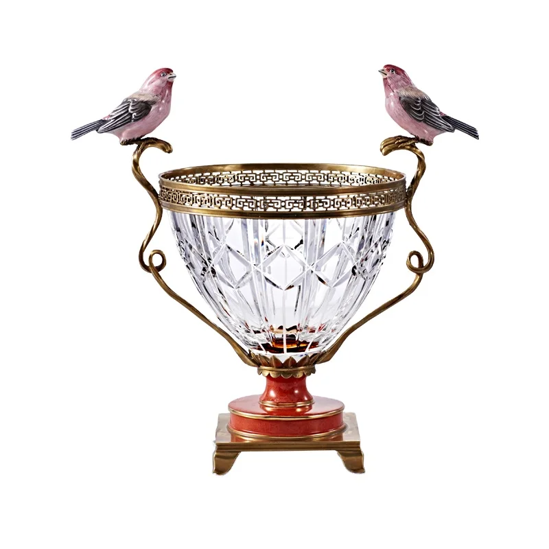 creative designs Chinese brass and crystal flower bottle brass jardiniere decoration with antique luxury flower design vase