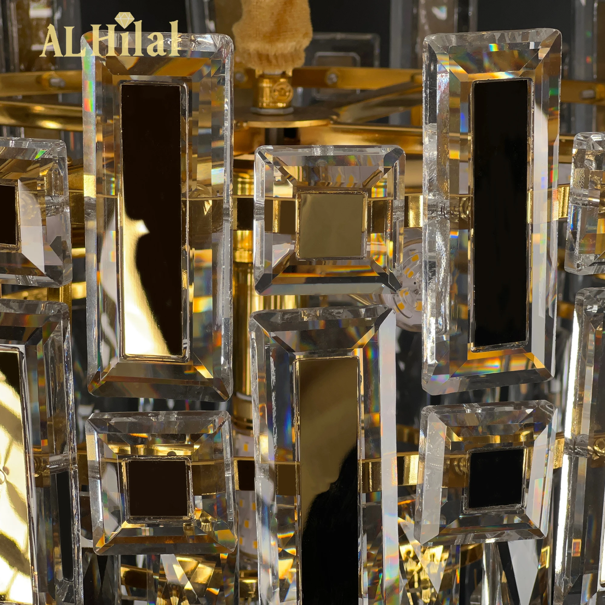 Modern Round Crystal Chandeliers For Dining Room 3 Tiers 7 Lights Luxury K9 Crystal Pendant Light