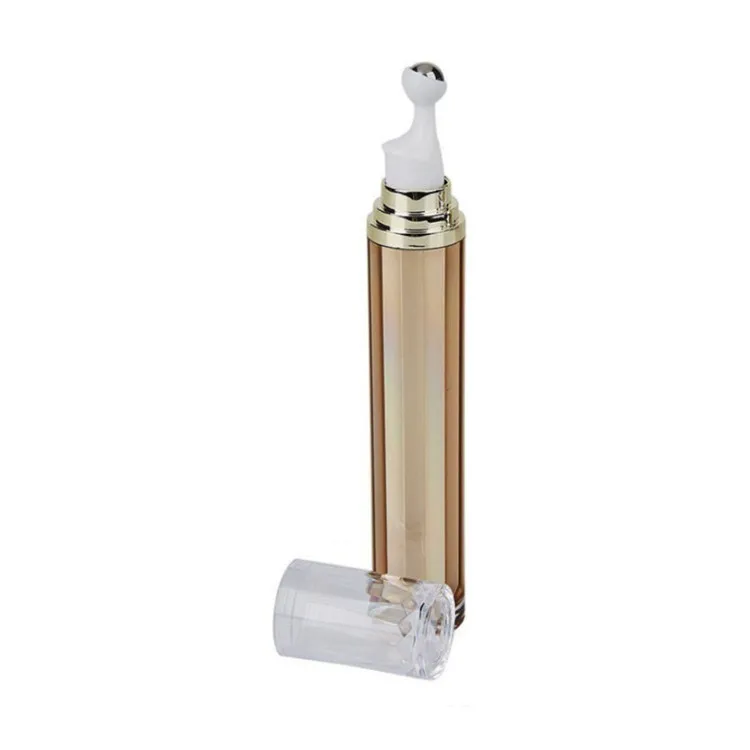 Wholesale Empty Luxury Acrylic Plastic White Gold 20ml airless Face Toner Eye Serum Cream Essential Oil Roll On Bottle With Pump