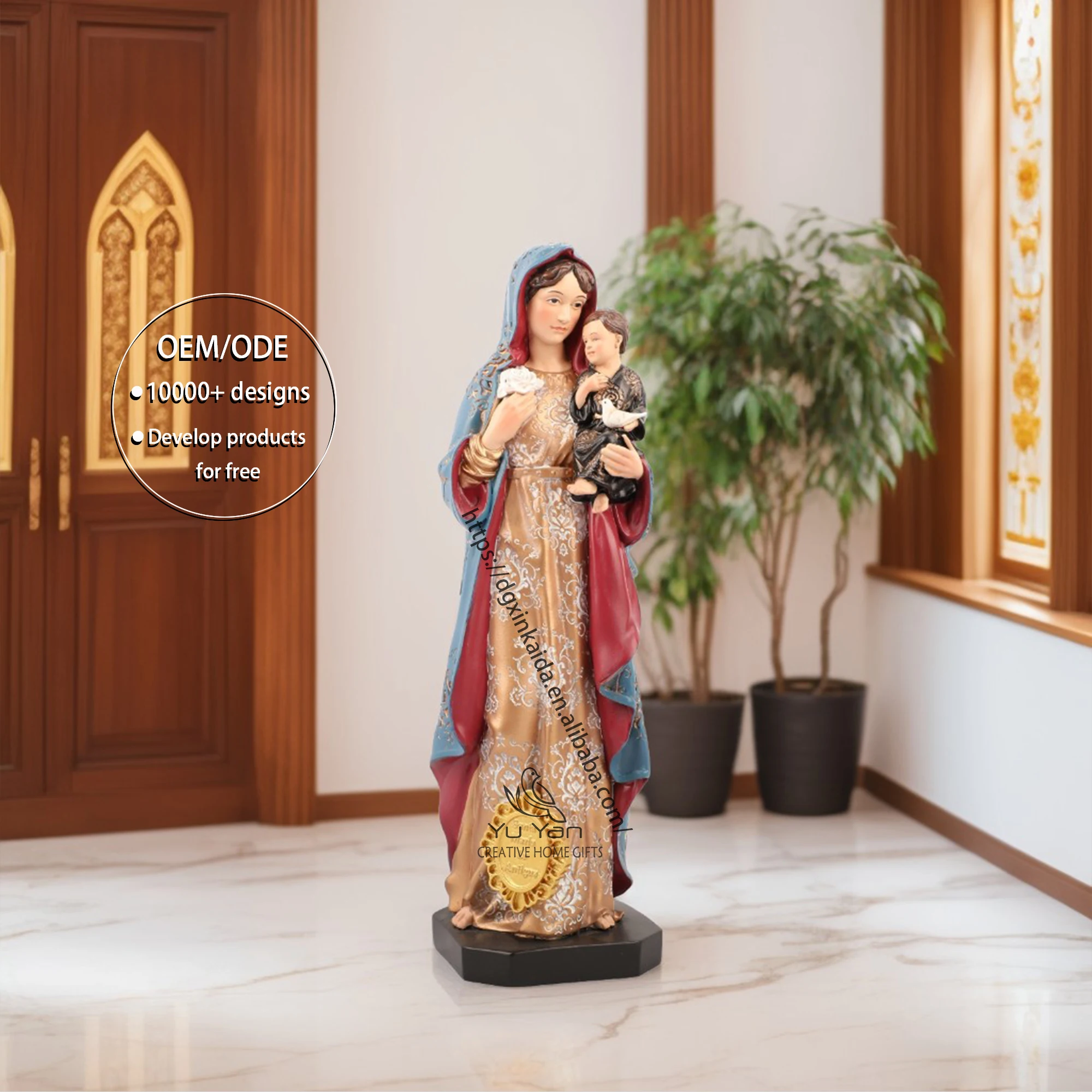 Factory wholesale catholic religious statues resin polyresin craft a grande statue de la vierge marie