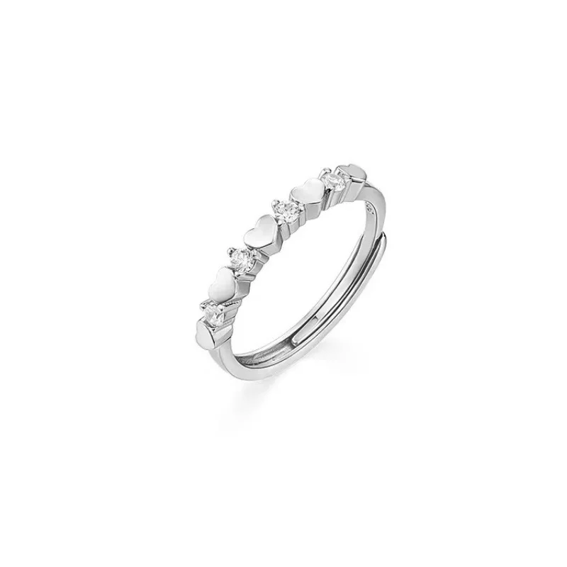 Wholesale Valentine Jewelry Love Ring 925 Sterling Silver Daily Cubic Zircon And Heart Shape For Women Rhodium Plated With White