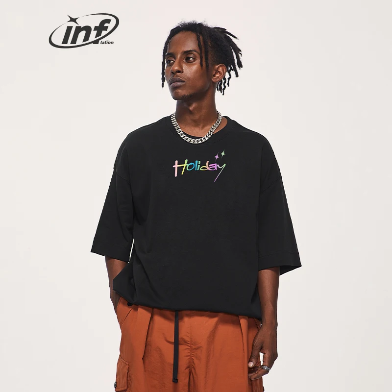 INFLATION Gradient Printed T shirt Men custom tshirt hang tag logo transfer printing t shirt for men