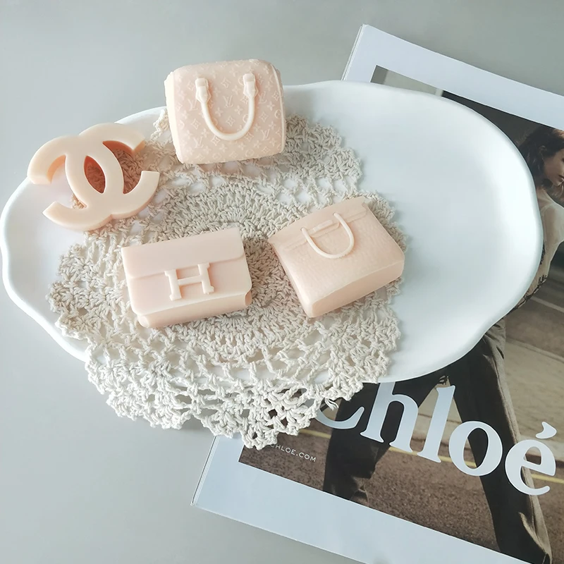 New Design Wallet Women Cosmetic Bag Epoxy Resin Scented Candle Silicone Mould Ladies Mini Brand Handbag Candle Mold