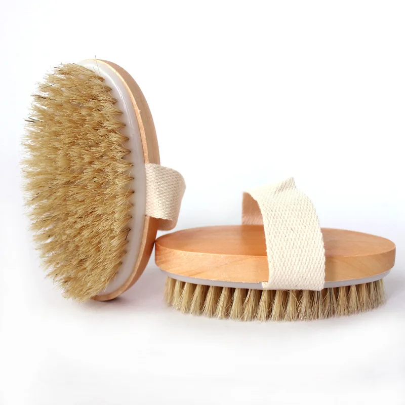 
Drop shipping Cheap Custom 100%Biodegradable Boar Bristles Oval Shape Wooden Body Dry Bath Brush for Shower 