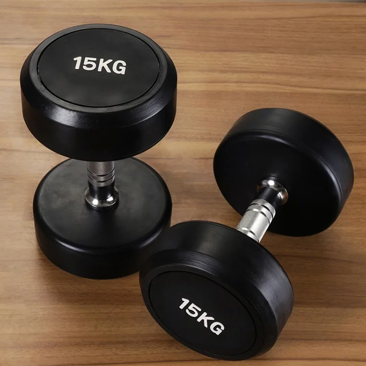 Fitness Free Weights Dumbbells Rubber Coated Dumbbell Round Head Dumbbell Gym Weight Lifting 10kg