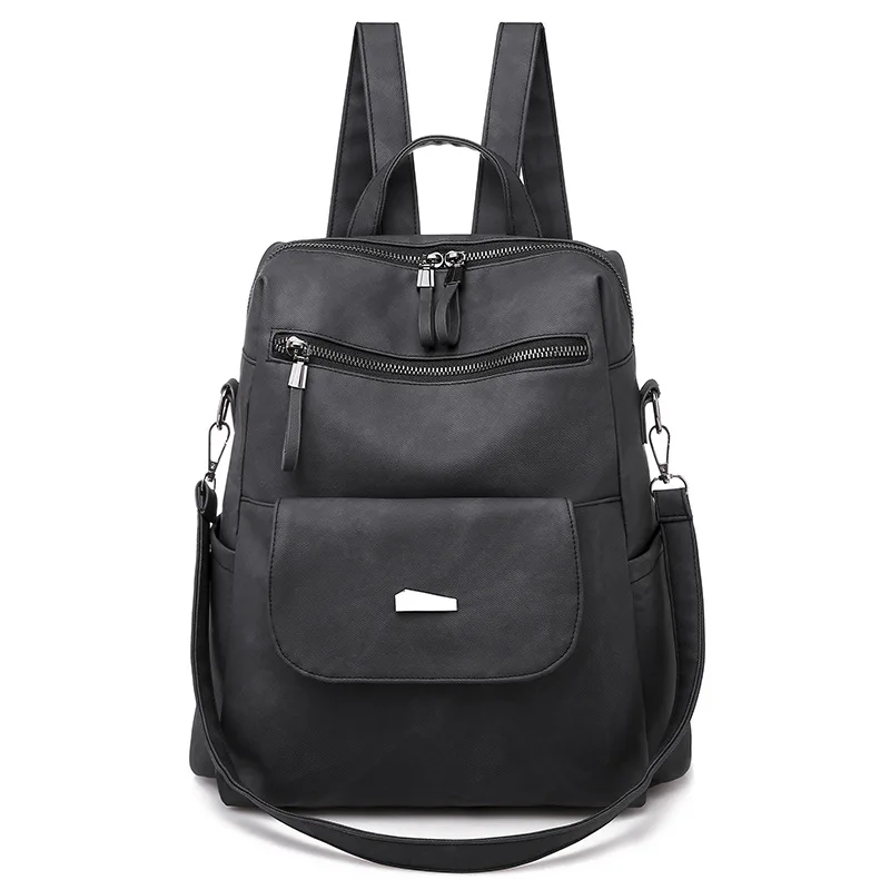 Multi-pocket Go Street Backpack Detachable Shoulder Strap Handbag PU Waterproof Girl School Bag