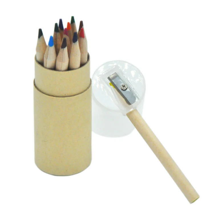 professional  manufacturer personalized  12 colors art pencil  kids natural color drawing pencil set  with pvc sharpener cap