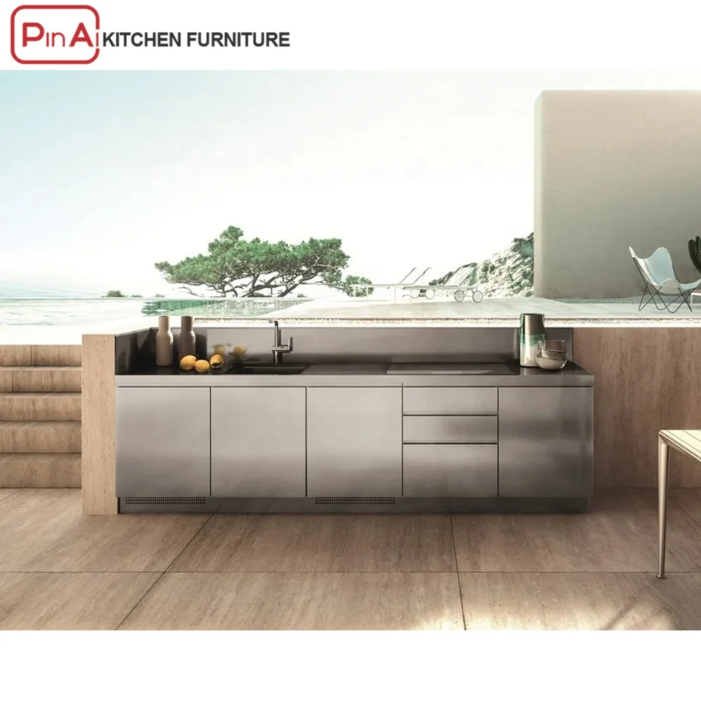 PINAI commercial modern design outdoor bbq stainless steel kitchen cabinets