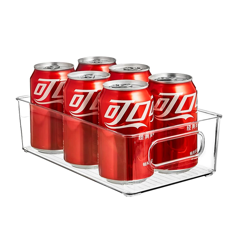 Refrigerator Organizer Bin Clear Stackable Beverage Holder Kitchen Fridge Pantry Cola Soda Can Display Rack Containers Organizer