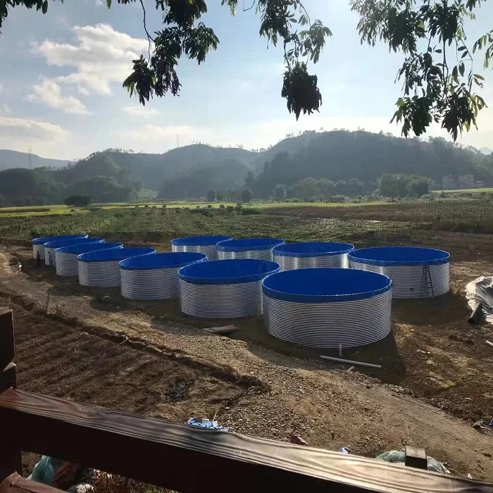 Galvanized steel panel frame PVC lining fish pond aquaculture fish farming tank irrigation water storage pond