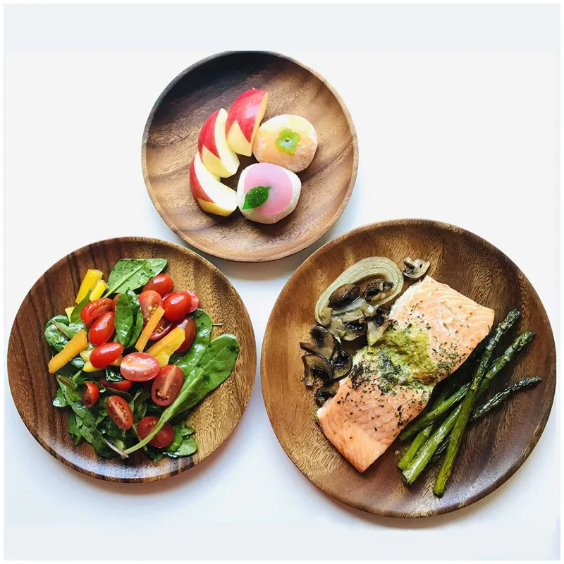 YML Manufacturers directly supply kitchen tray Wooden circular plate Wooden storage plate creative multi-functional round dish