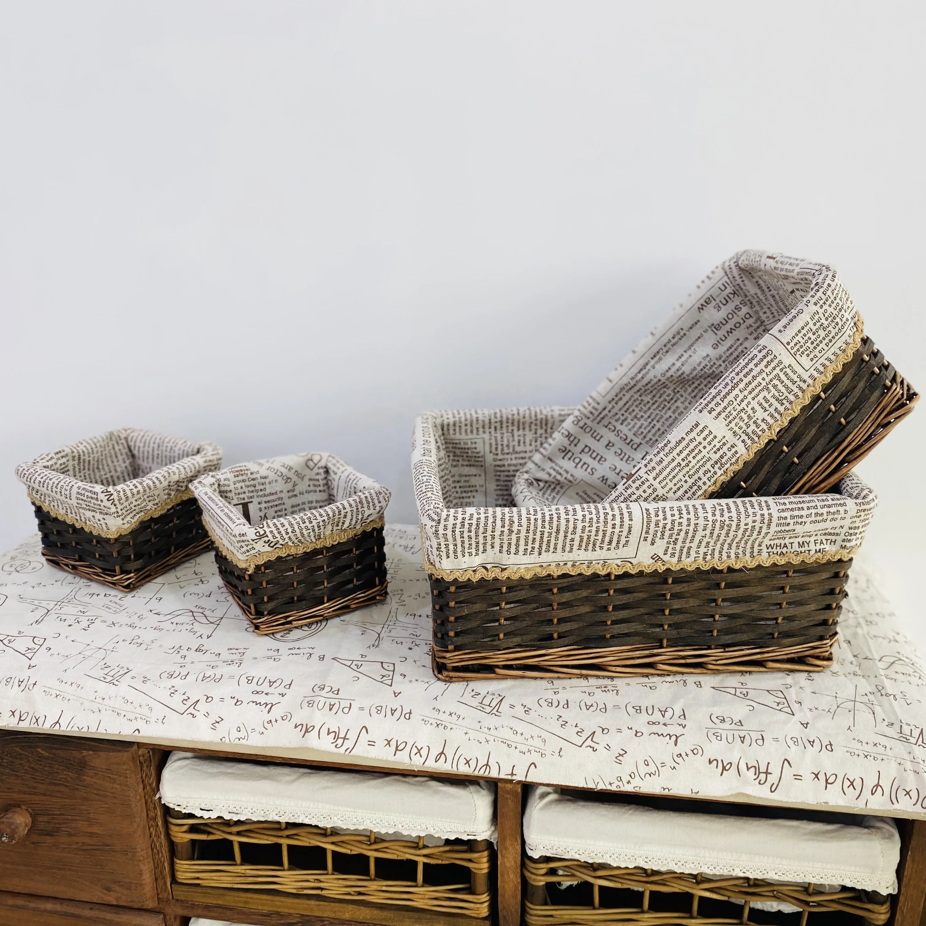 Eco-Friendly Rattan Large Wicker Rectangle Storage Baskets