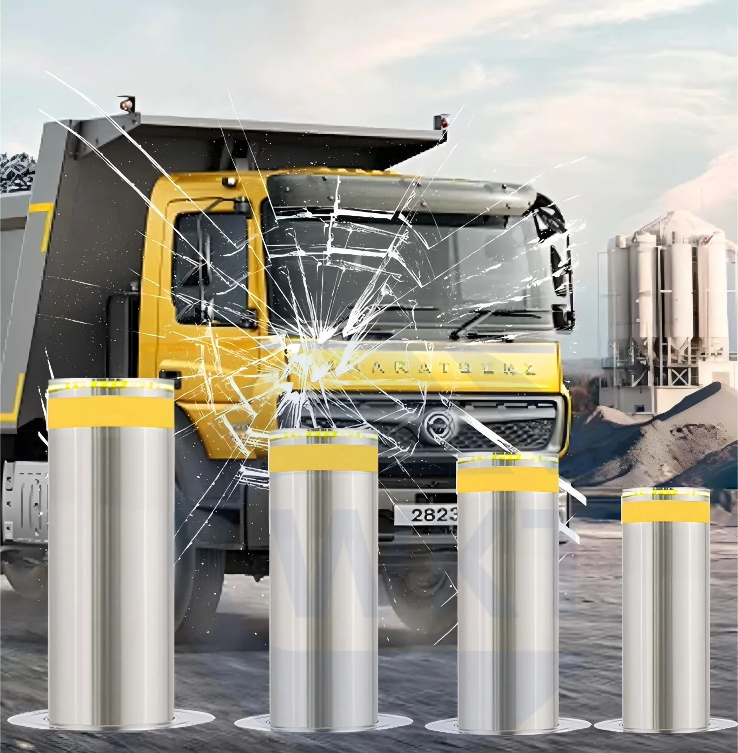 Wan Cartoon Electric Parking System Stainless Steel Automatic Traffic Flexible Rising Hydraulic Bollard For Tnternational Market